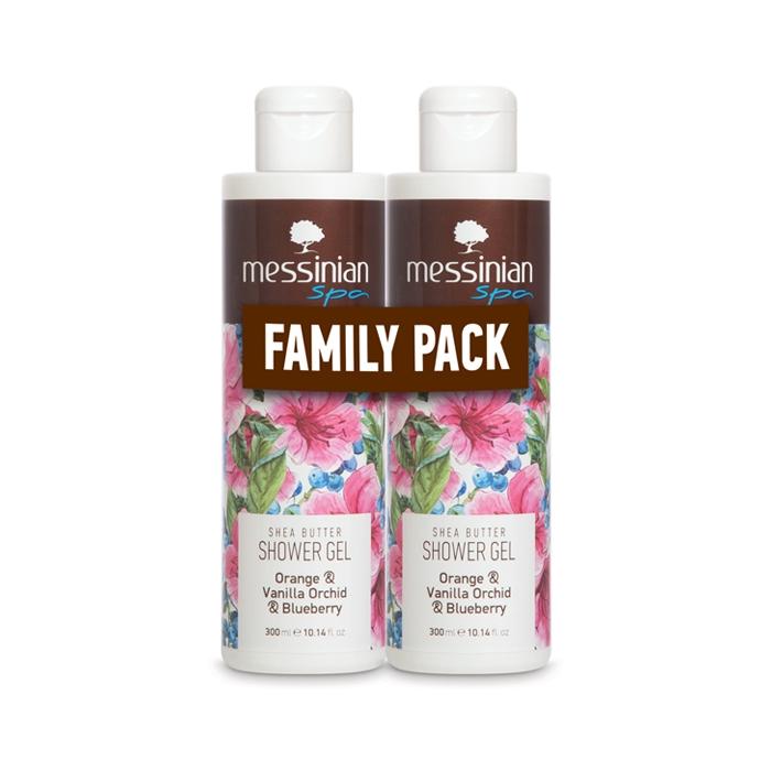 Sprchový gel bambucké máslo & pomeranč & orchidej & borůvka 2x300 ml